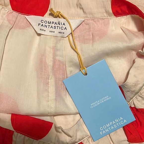 Compañia Fantastica Women's Cream Red Polka Dot Allover Print Maxi Skirt - Picture 7 of 8